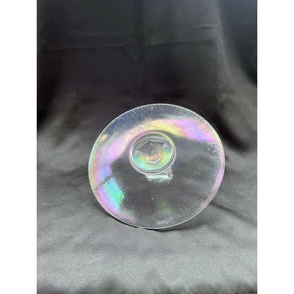 Vintage Clear Iridescent Depression Glass Center Handled Tid Bit Tray - Picture 12 of 14